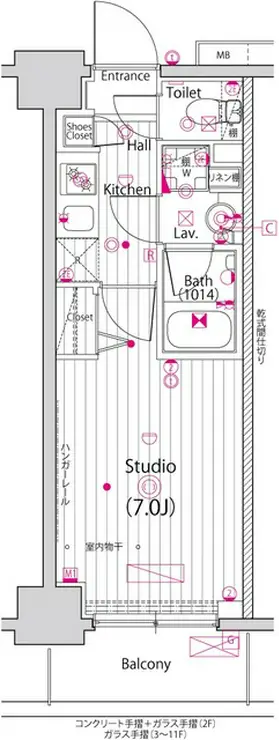 ガーラ・プライム横濱関内 7階階 間取り