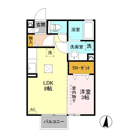 ボヌールノア(1LDK/1階)の間取り写真