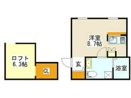 プリマガーデン穂の香(ワンルーム/1階)の間取り写真