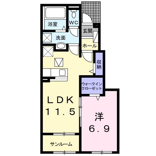 アドバンス1(1LDK/1階)の間取り写真