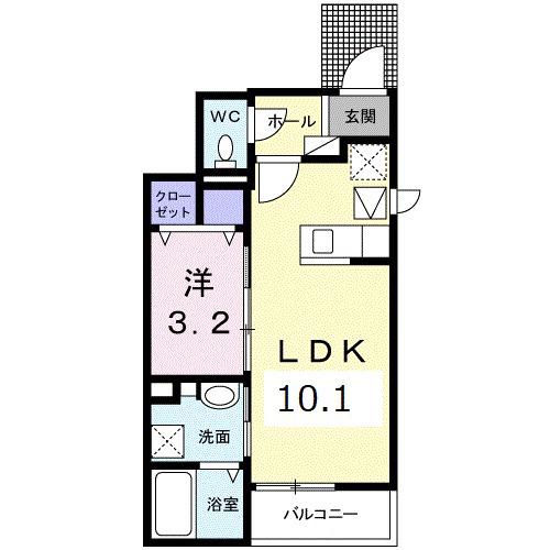 ハピネスベル2(1LDK/1階)の間取り写真