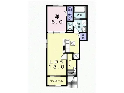 アップルフォレスト Ⅱ(1LDK/1階)の間取り写真