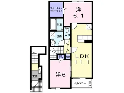 クラルテⅡ(2LDK/2階)の間取り写真