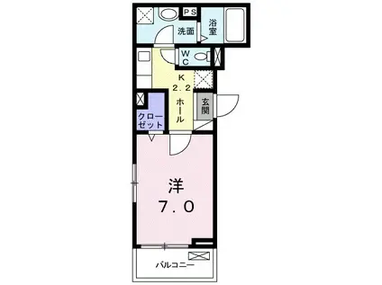 ノアズアークⅡ(1K/3階)の間取り写真