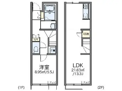 レオネクストパストラル田沼(1LDK/1階)の間取り写真