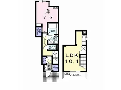 ラヴィエベル(1LDK/1階)の間取り写真