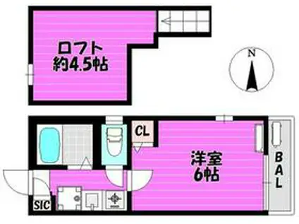 ショコラ3(1K/2階)の間取り写真