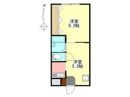 遠州鉄道 第一通り駅 徒歩11分 4階建 築30年(2K/2階)の間取り写真