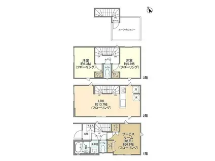 東京地下鉄副都心線 雑司が谷駅(東京メトロ) 徒歩4分 3階建 築4年(2SLDK)の間取り写真