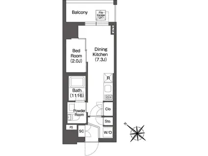 ORSUS AKABANE イースト(1DK/4階)の間取り写真