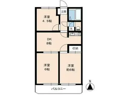 グリーンパーク伊勢崎(3DK/2階)の間取り写真