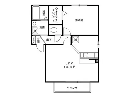 アンバサダーヒルズC棟(1LDK/1階)の間取り写真