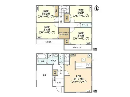 総武本線 四街道駅 徒歩29分 2階建 築4年(4LDK)の間取り写真