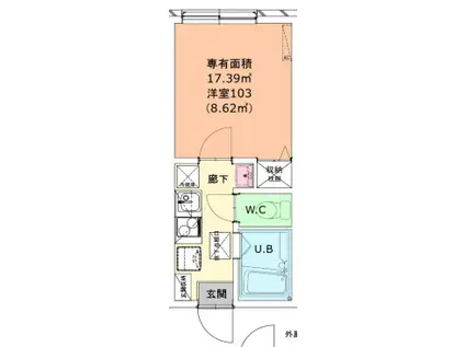 ベイルーム横浜上星川(1K/1階)の間取り写真