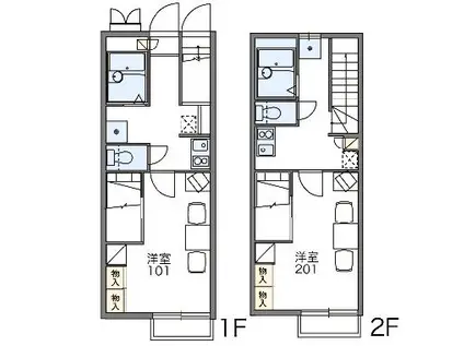 レオパレス岡崎ウエストⅡ(1K/1階)の間取り写真