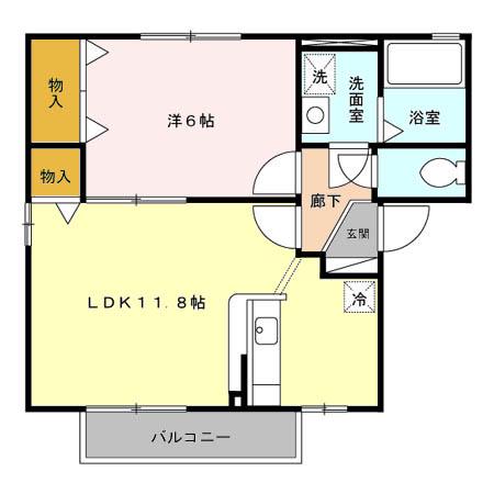 ラフィーネⅡ(1LDK/2階)の間取り写真