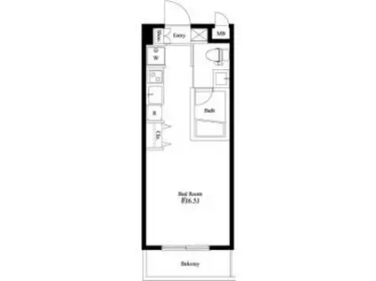 エフパークレジデンス妙蓮寺(ワンルーム/2階)の間取り写真