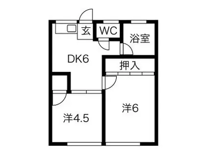オークラパークマンション(2DK/2階)の間取り写真