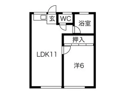 オークラパークマンション(1LDK/4階)の間取り写真