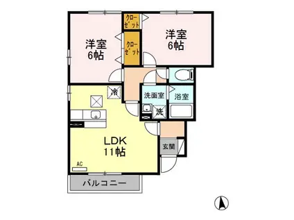 グリーン・リーフ熊倉 B(2LDK/1階)の間取り写真