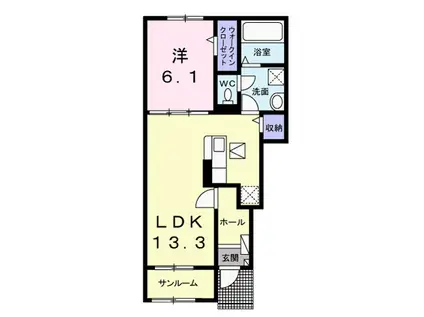 アベニール Ⅴ(1LDK/1階)の間取り写真