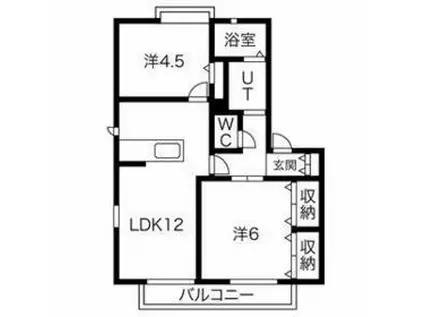 カサベルデC(2LDK/1階)の間取り写真