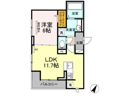 DROOM栗木台 居住用(1LDK/3階)の間取り写真