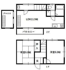 テラスハウス若葉B(2LDK/1階)の間取り写真