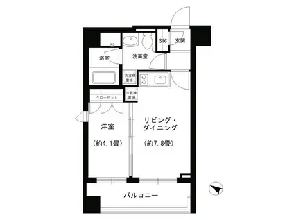 PORTO PARTIRE YOKOHA(1DK/4階)の間取り写真