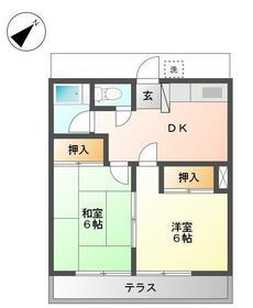 ヴィラ内藤(2DK/1階)の間取り写真