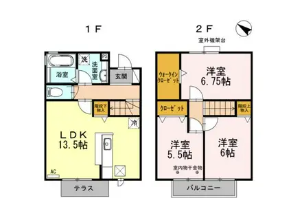 パルティールⅡ(3LDK/1階)の間取り写真
