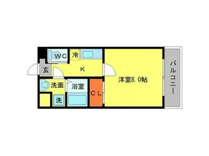 ローレル関大前(1K/3階)の間取り写真