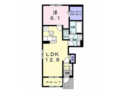 ビラビスタ館山那古Ⅱ(1LDK/1階)の間取り写真