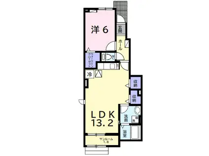 ナインストーン(1LDK/1階)の間取り写真