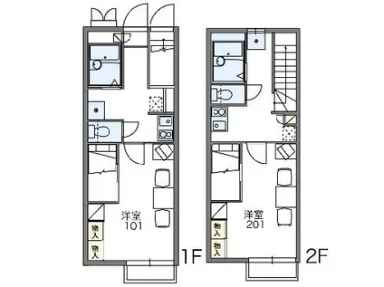 レオパレスシャトーヒライデ(1K/1階)の間取り写真