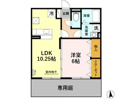 CASA・L B(1LDK/1階)の間取り写真