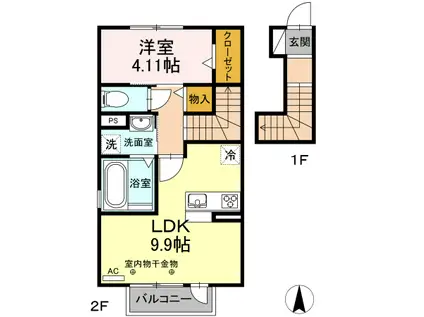 フルハウス(1LDK/1階)の間取り写真