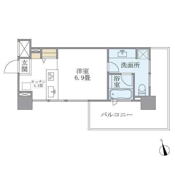 COURS(1K/4階)の間取り写真