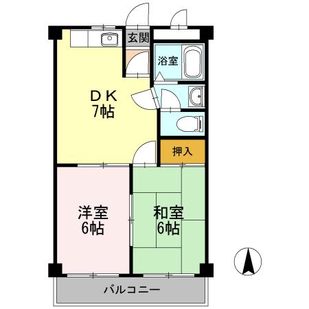 サニーヒル星見ヶ丘(2DK/2階)の間取り写真