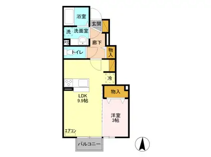 ジェントリーII番館(1LDK/1階)の間取り写真