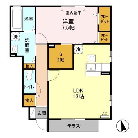 ライデンハイツⅢ(1LDK/1階)の間取り写真