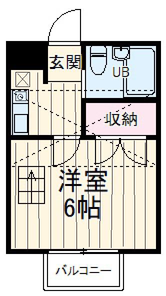 ベルビュー東習志野(1K/2階)の間取り写真
