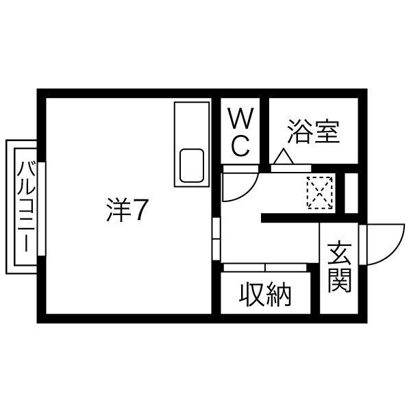 レジデンス戸祭1(1K/1階)の間取り写真