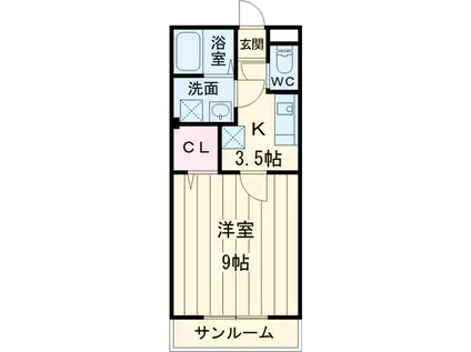 オールドゥパレ(1K/3階)の間取り写真