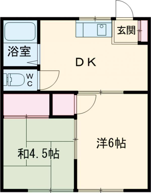 シムラハイツ(2K/1階)の間取り写真