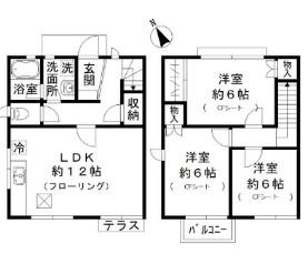 ウッドハウス(3LDK/1階)の間取り写真