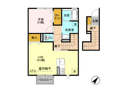 カーサイルフィオーレA(1LDK/2階)の間取り写真
