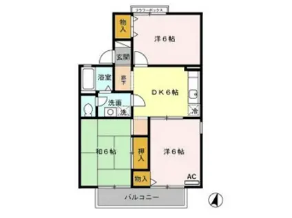 サウスヒルB(3DK/2階)の間取り写真