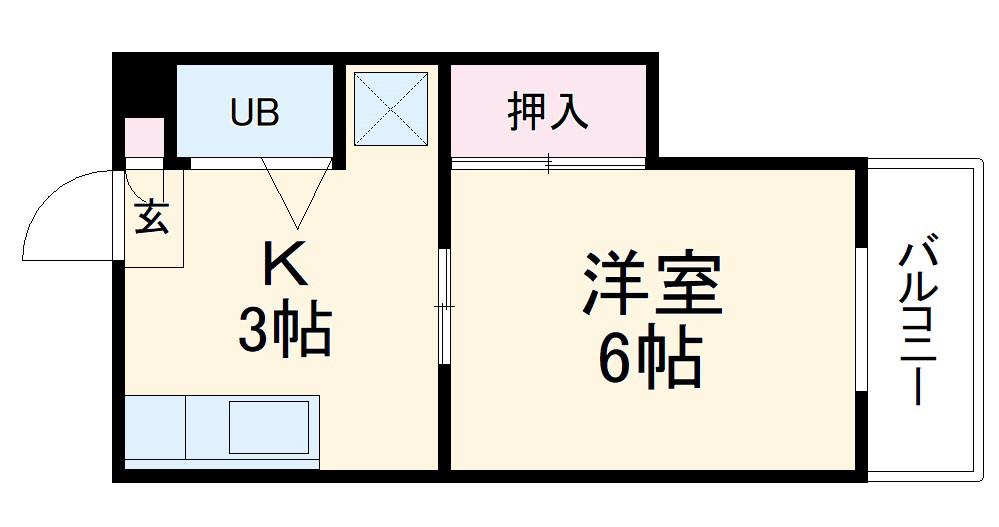 ラヴィアンローズ(1K/4階)の間取り写真