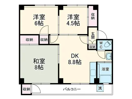 アシスト第2甲府マンション(3DK/3階)の間取り写真
